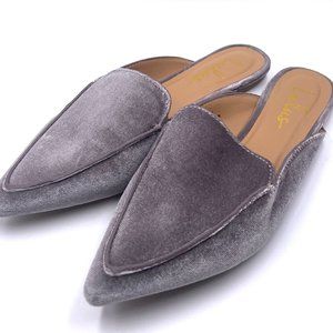 Lulu's Grey Velvet Slide on Loafers Size 7